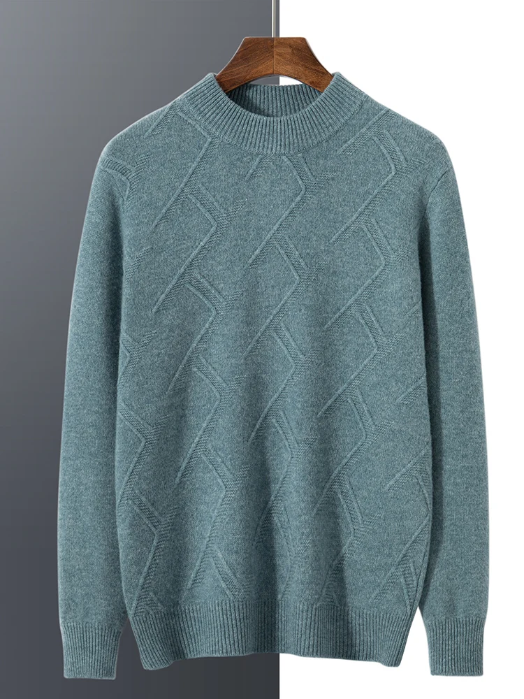 Men's Long Sleeve O-Neck Casual Pullover 100% Merino Wool Soft Warm Cashmere Knitwear Basic Style Clothing Autumn Winter Jumper