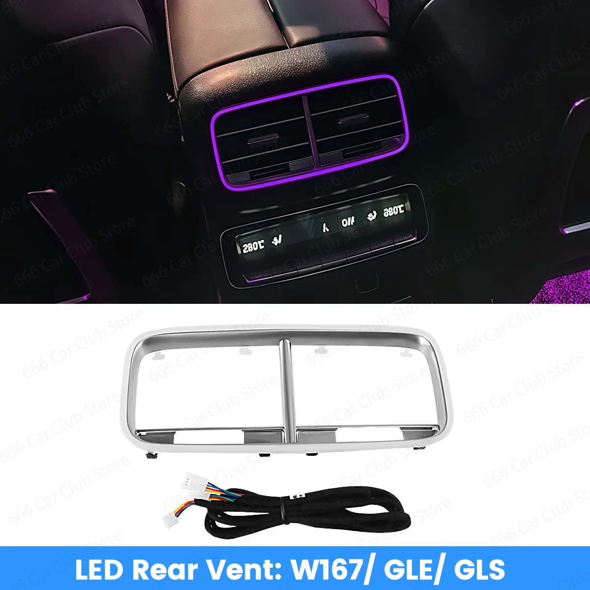 

64 Colors Rear Air Vents Decorative Light for Mercedes Benz GLE GLS W167 GLE53 GLS63 Coupe Car Interior Lighting Accessory