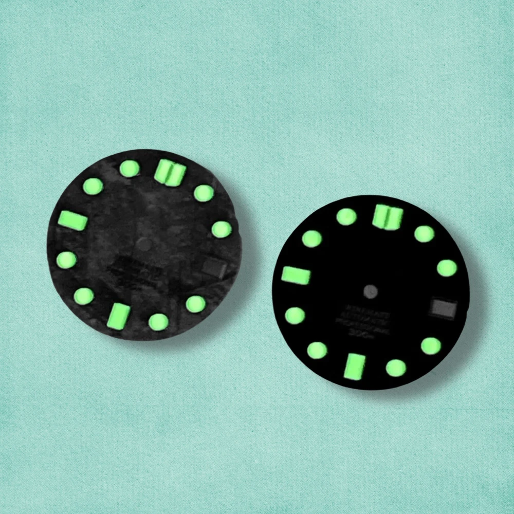 28.5 مللي متر S شعار نيزك الهاتفي صالح NH35/NH36 الحركة التلقائية C3 الأخضر مضيئة ساعة عالية الجودة تعديل الملحقات