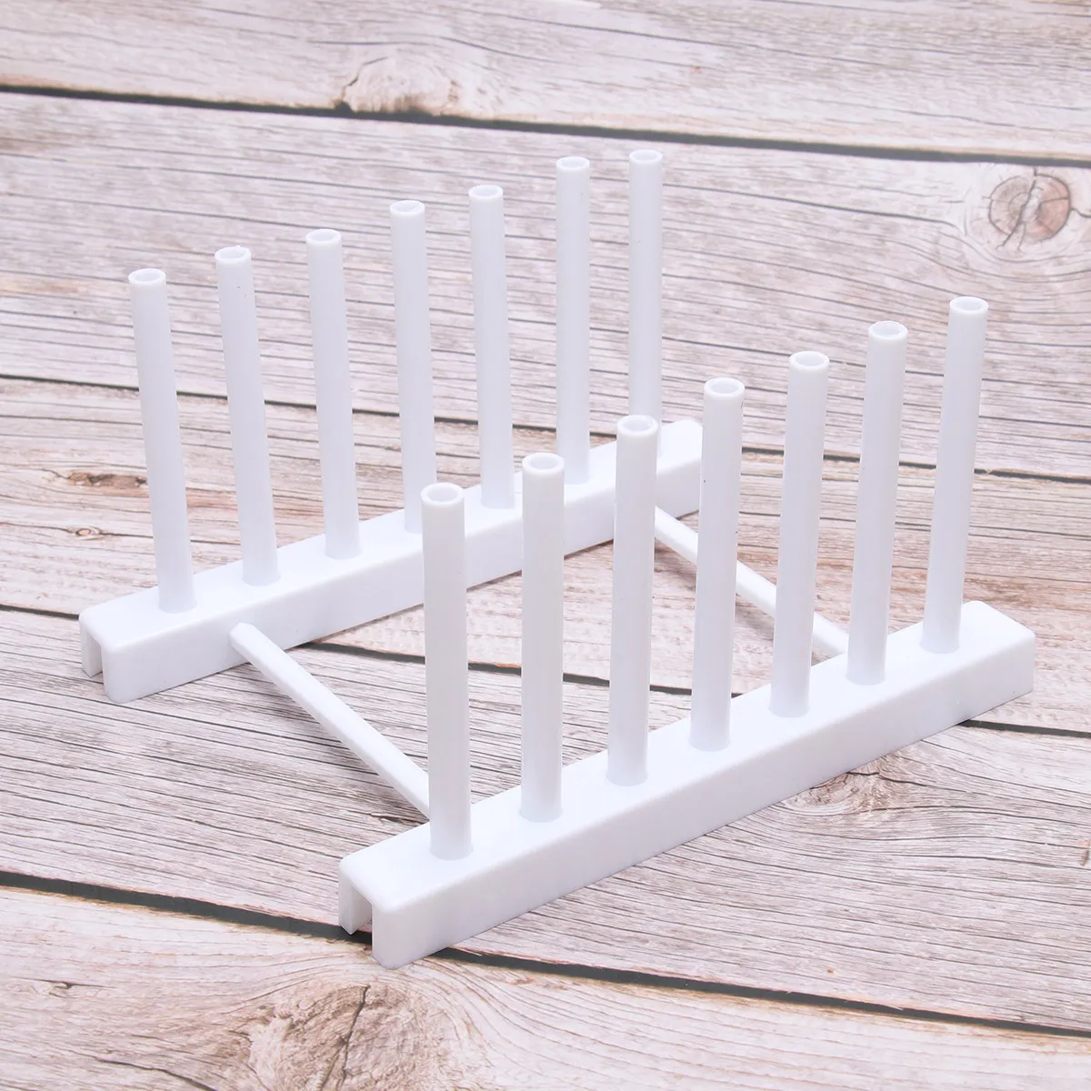 2Pcs Dish Rack Kitchen Storage Holder for Plates Cups Bowls Plastic Draining Organizer with Elevated Base Breathable Drying