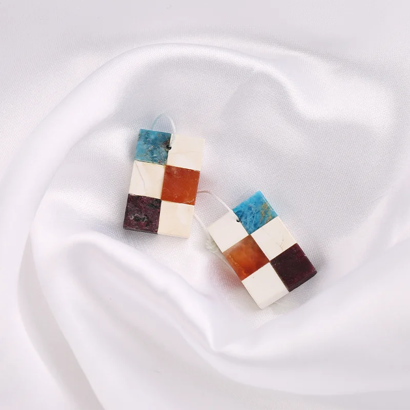 B&F Natural Stone Howlite&Red Agate&Amethyst&Blue Apati Carved Wing Earring Beads - Fashion Jewelry Accessories Handmade Jewerly