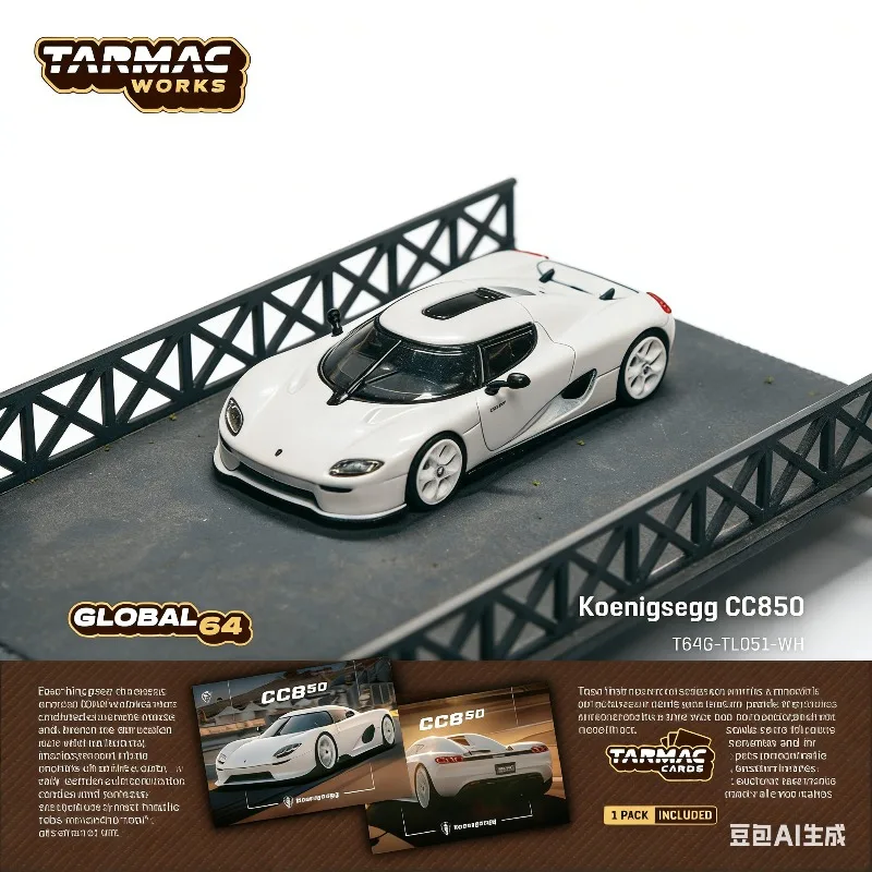 

Tarmac Works 1:64 CC850 White 3D Printed Alloy Car Model, Boys' Holiday Gift Toy, Adult Collection Decoration Piece.