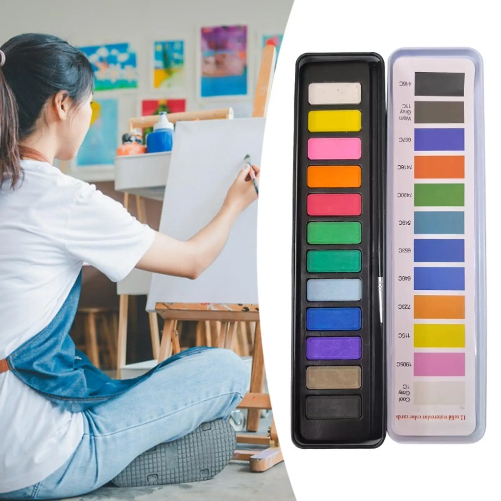 

Watercolor Paint Brush Set Watercolor Painting Kit Gift 12 Color Water Colors Paint Set for Card Making Coloring Kids Adults