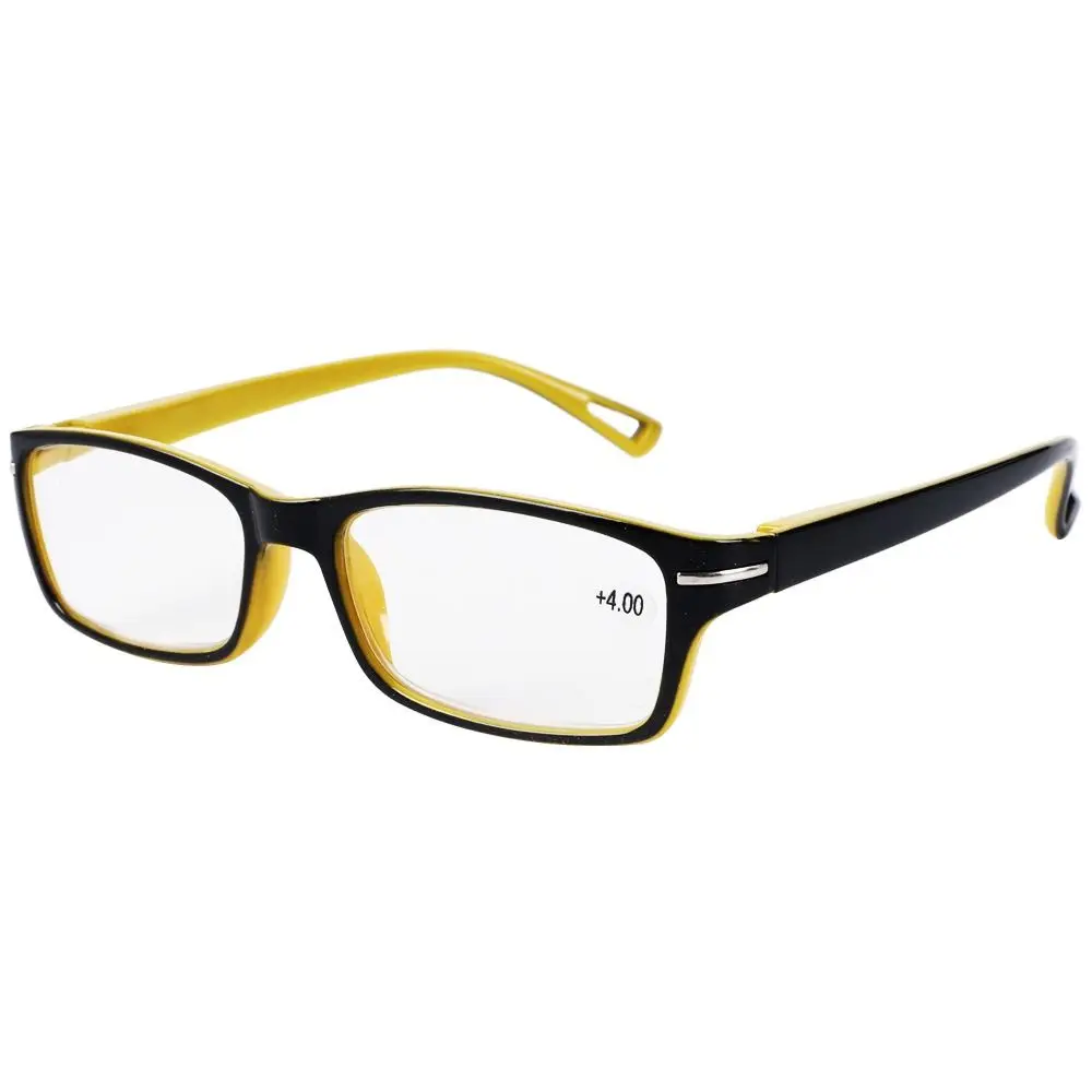 Retro PC Plastic Reading Glasses Decorative Glasses Rectangle Frame Glasses Yellow Black Anti Eyestrain Reading Glasses Readers
