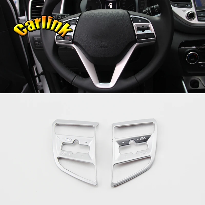 For HYUNDAI TUCSON TL 2015-2017 ABS Matte Steering Wheel Interior Frame Decoration cover Trim Car Stickers Accessories 2pcs