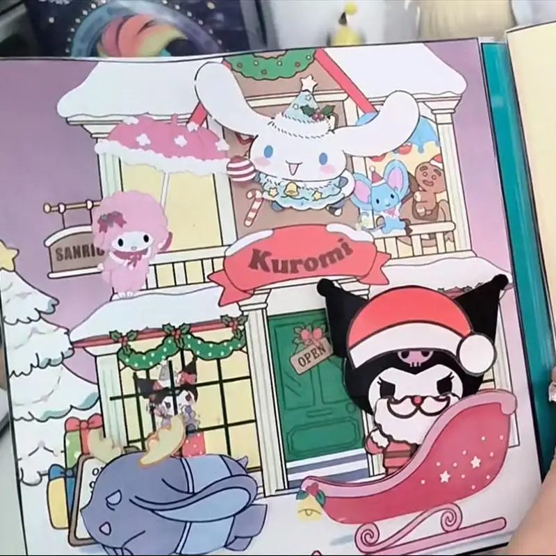 Kawali Sanrio Kuromi libro silencioso de Navidad, pegatinas, juguetes creativos, libro hecho a mano, Ins, lindos juguetes para niños, regalo de Navidad para niñas