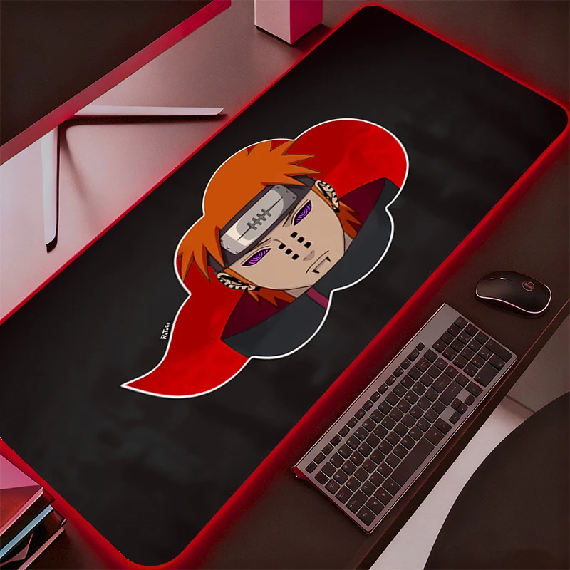 

RGB Mouse Pad Naruto Gaming Accessories PC Gamer Xxl Computer Desk Mat Laptop Varmilo LED Keyboard Mousepad Durable