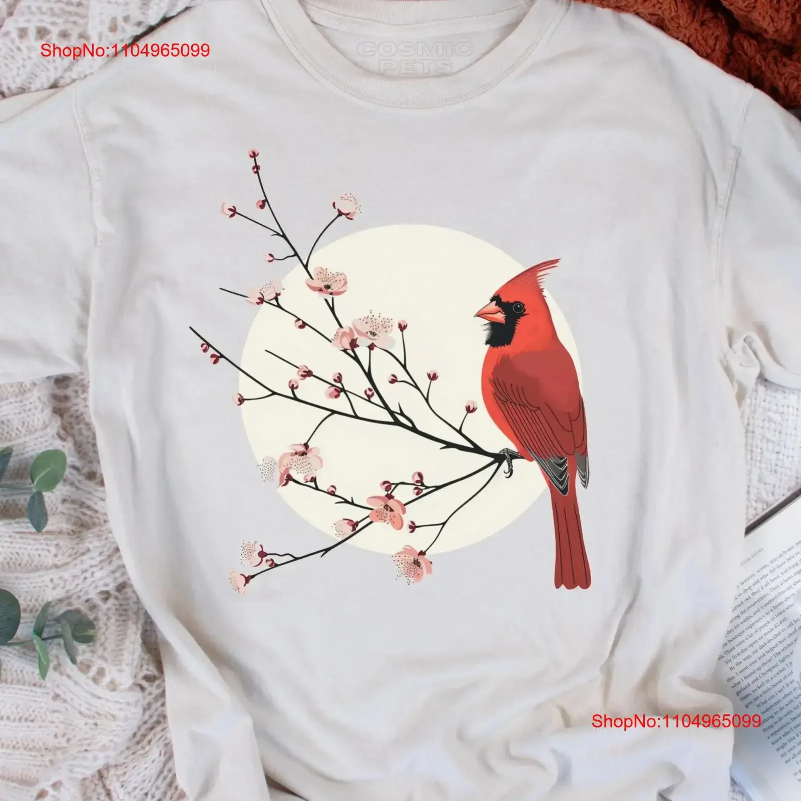 

Футболка Cardinal Pyrrhuloxia Flowers Bird Tree в японском стиле Avian Lover, модная, с цветочным принтом, винтажная, стильная
