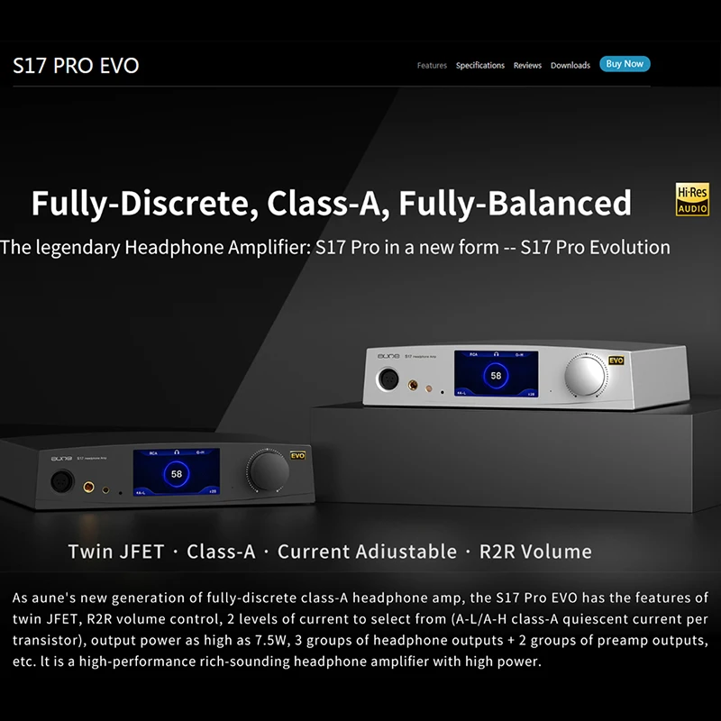 Aune S17 PRO High Power Full Balanced Class-A Twin JFET R2R Powerful HiFi Lossless Audiophile Desktop Headphone Amplifier