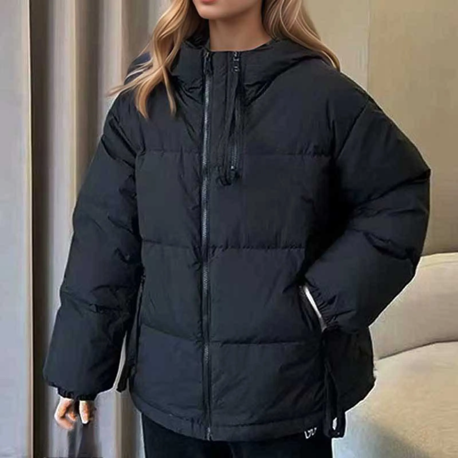 2024 New Winter Parkas for Women Thickened Padded Coats Hooded Cotton Jacket Solid Coat Lightweight Jacket for Women Winter