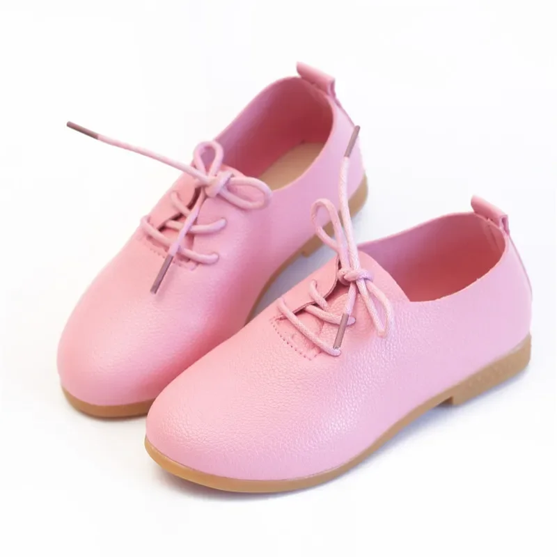 Soft Sole Kid Leather Shoe 2023 Autumn New Versatile Girl Single Shoe Lace Up Loafers Shoe Princess Shoe Mary Jane Shoe Kid Shoe