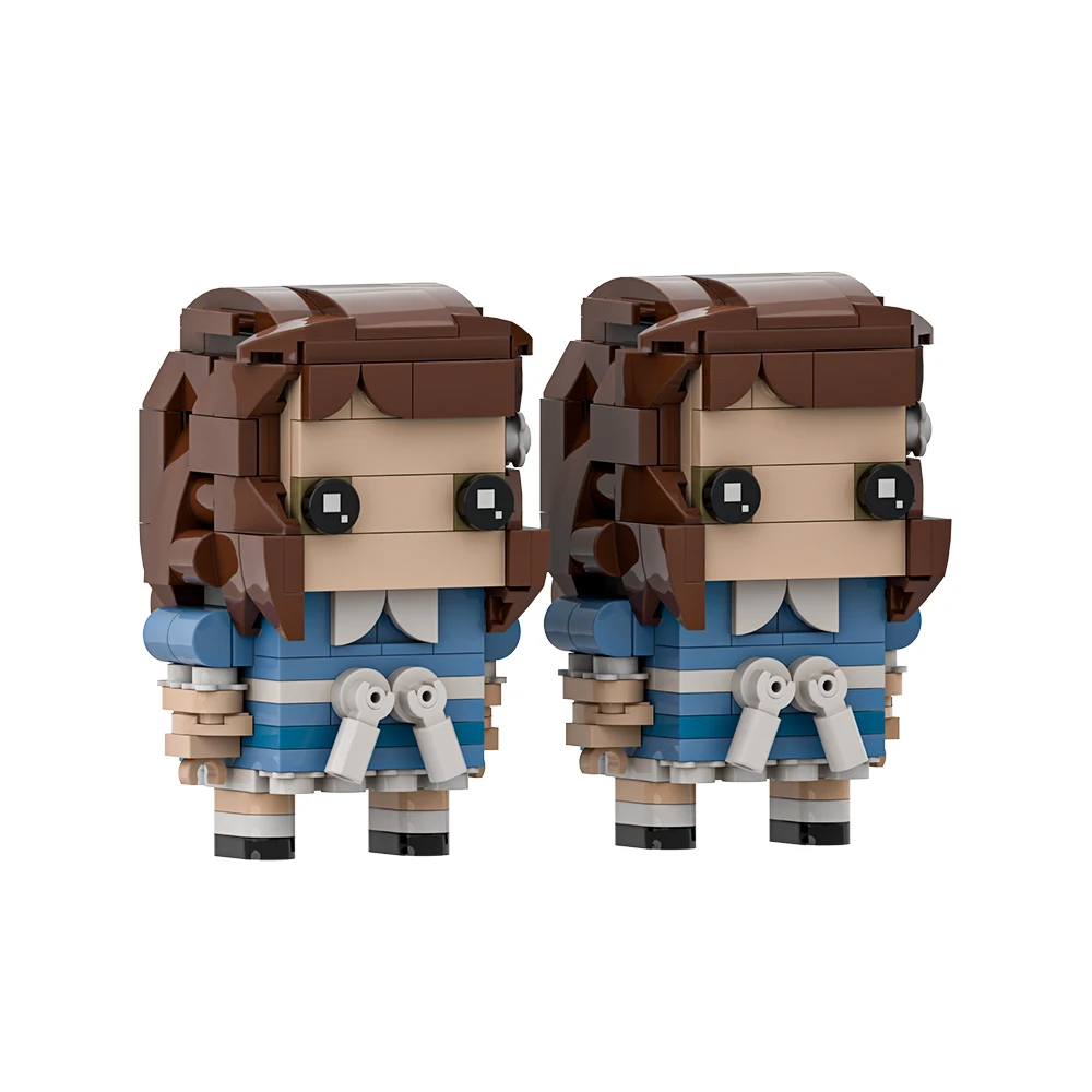 Gobricks MOC فيلم الرعب Shinings التوائم BrickHeadzs اللبنات نموذج عمل الشكل الطوب لتقوم بها بنفسك تجميعها لعبة الأطفال هدية