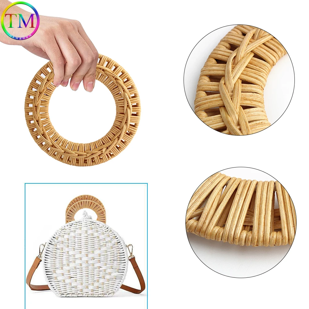 10-30 paia di manici per borse in Rattan naturale in legno manico in bambù artigianato cucito per borsa di ricambio manico accessori per cucire fai da te