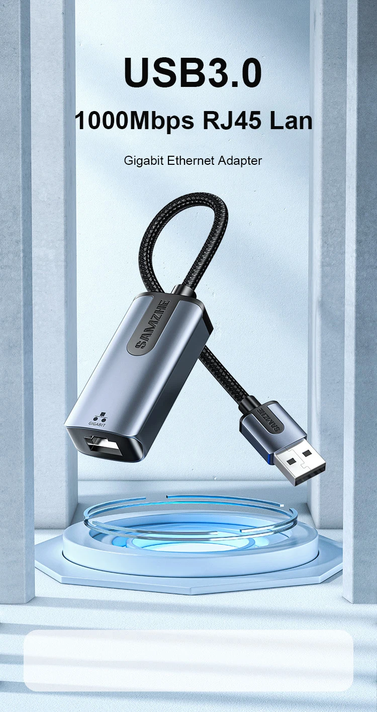 SAMZHE USB-Ethernet-Adapter, USB 3.0 auf RJ45, USB-Hub für Computer, Ethernet-Adapter, Netzwerkkarte, USB, kompatibel mit Xiaomi Mi Box S und Nintendo Switch. – Detail 1