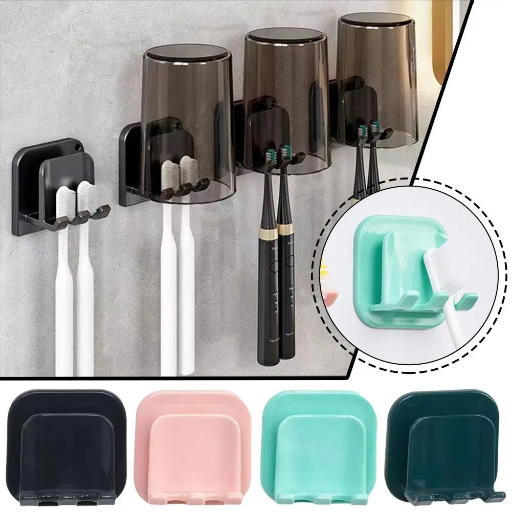 1pc Toothbrush Holder Punch-free Wall-mounted Toothpaste Holders Toothpaste Bathroom Storage Rack Organizer Holder R8s3