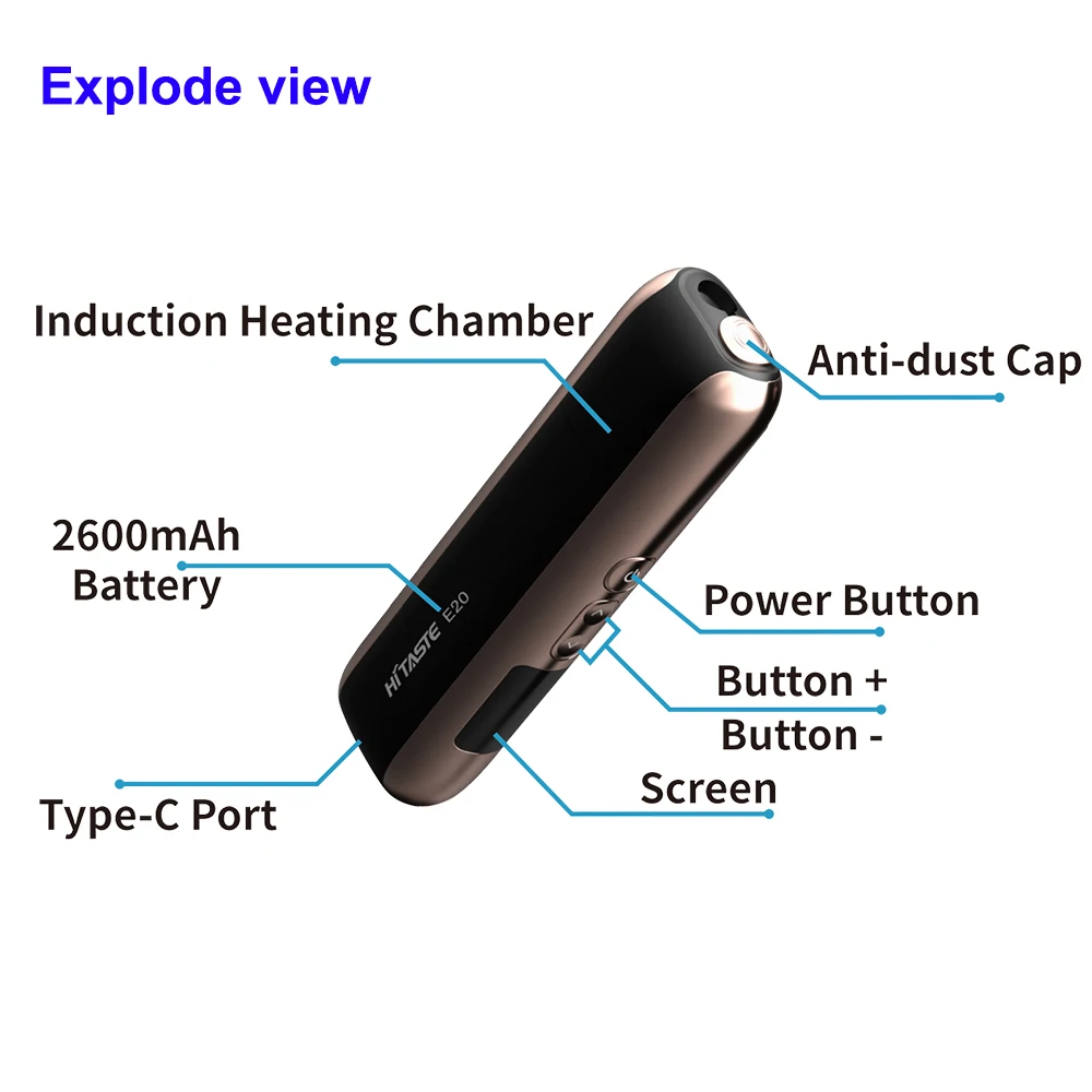 2024 24hrs ship Hitaste E20 IQS LIUMA Alternative Device 2600mah With OLED Display Adjustable Temperature Time For 40 TereaStick