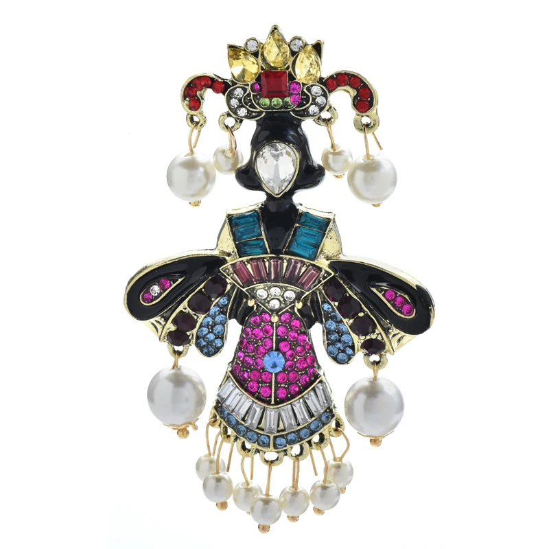 

Wuli&baby Beautiful Ancient Queen Figure Brooches For Women Pearl Decorate Lady Party Casual Brooch Pins Gifts