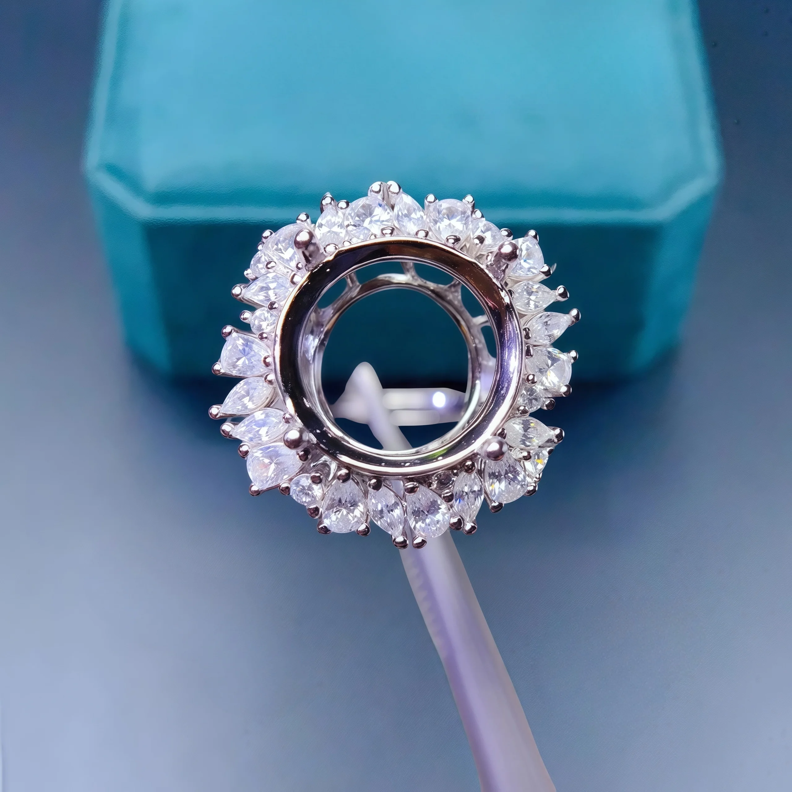 

Setting 12mm Circle Stone Real S925 Sterling Silver DIY Empty Holder Ring Fine Luxury Zircon Design Weddings Jewelry for Woman