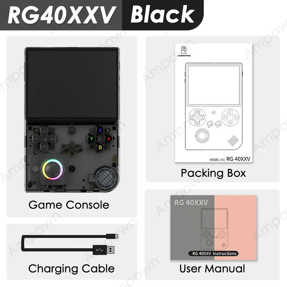 ANBERNIC RG40XXV Handheld Gameconsole 4'' IPS-scherm Joystick RGB-verlichtingseffect RG 40XXV Video-uitvoer E-book MP4 Streaming Cadeau