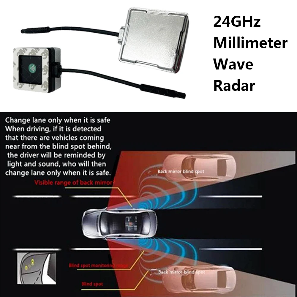 Car Blind Spot Radar Detection System Set 10m Vehicle Lane Changing And Line Merging Auxiliary BSD V2 Blind Spot Monitoring Tool