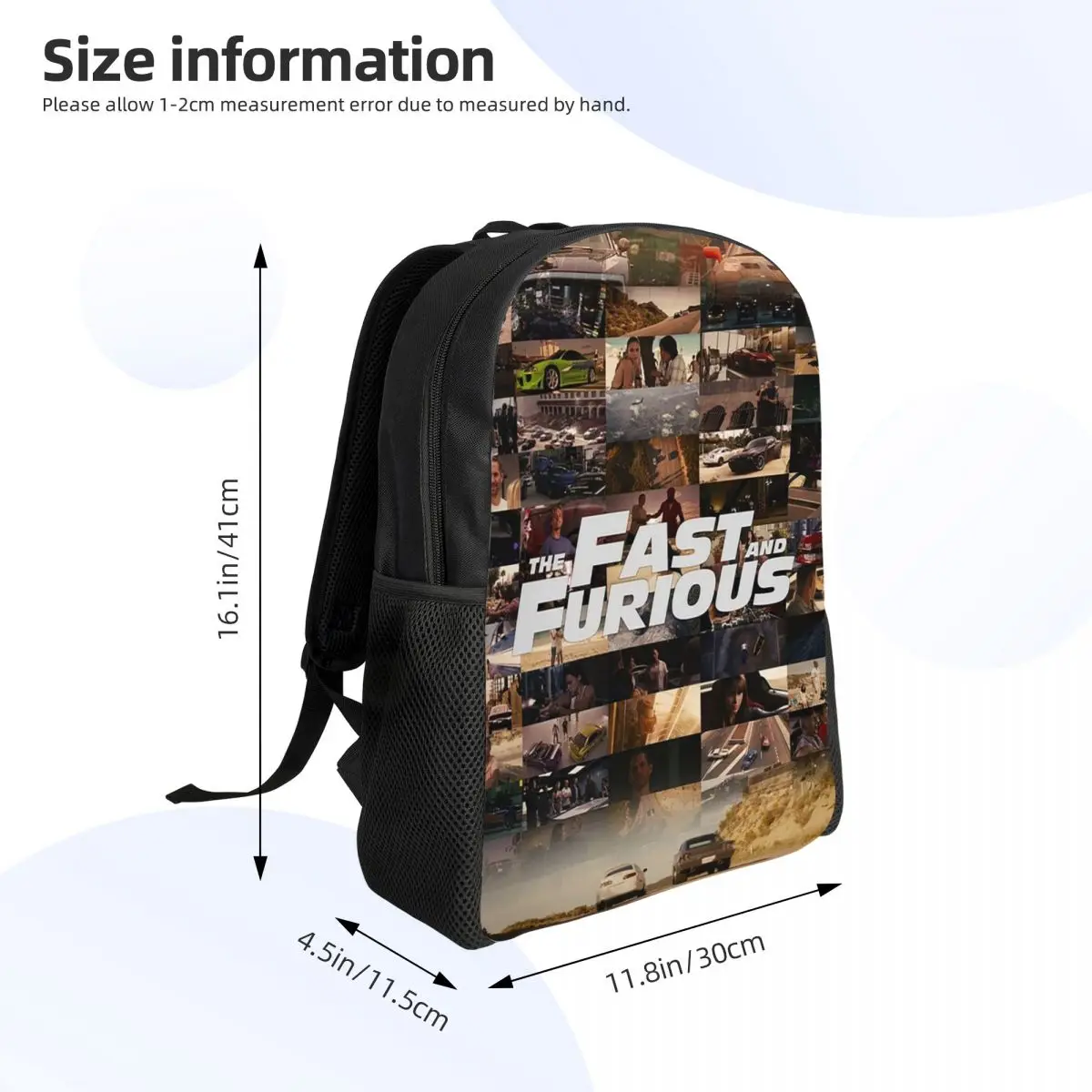 Fast And Furious Legends Tribute Studentenrucksack, Schultasche, Wandern, Reisen, Tagesrucksack für Männer und Frauen, modische Büchertasche, Umhängetaschen