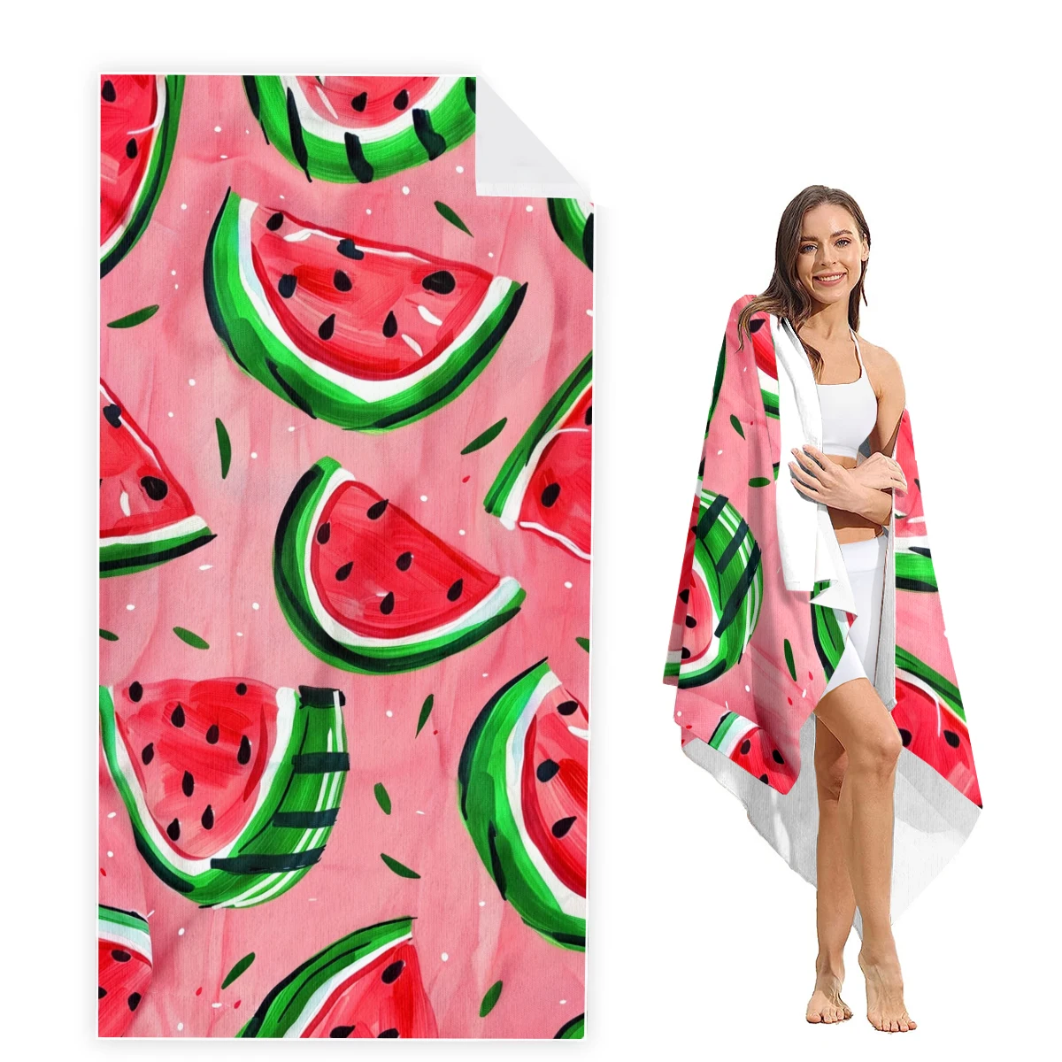 Watermelon Beach Towel Oversized, Super Absorbent Sand Free Thick Microfiber Beach Towel,Beach Towels for Kids,Men,Women,Girls