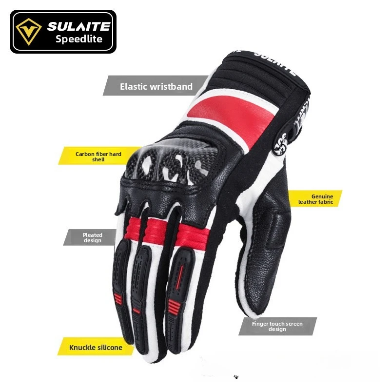 

Motorcycle Gloves Screen Touch Sheepskin Off-road Locomotive Electric Vehicle Riding Gloves Knight Equipment Four-Season M-2XL