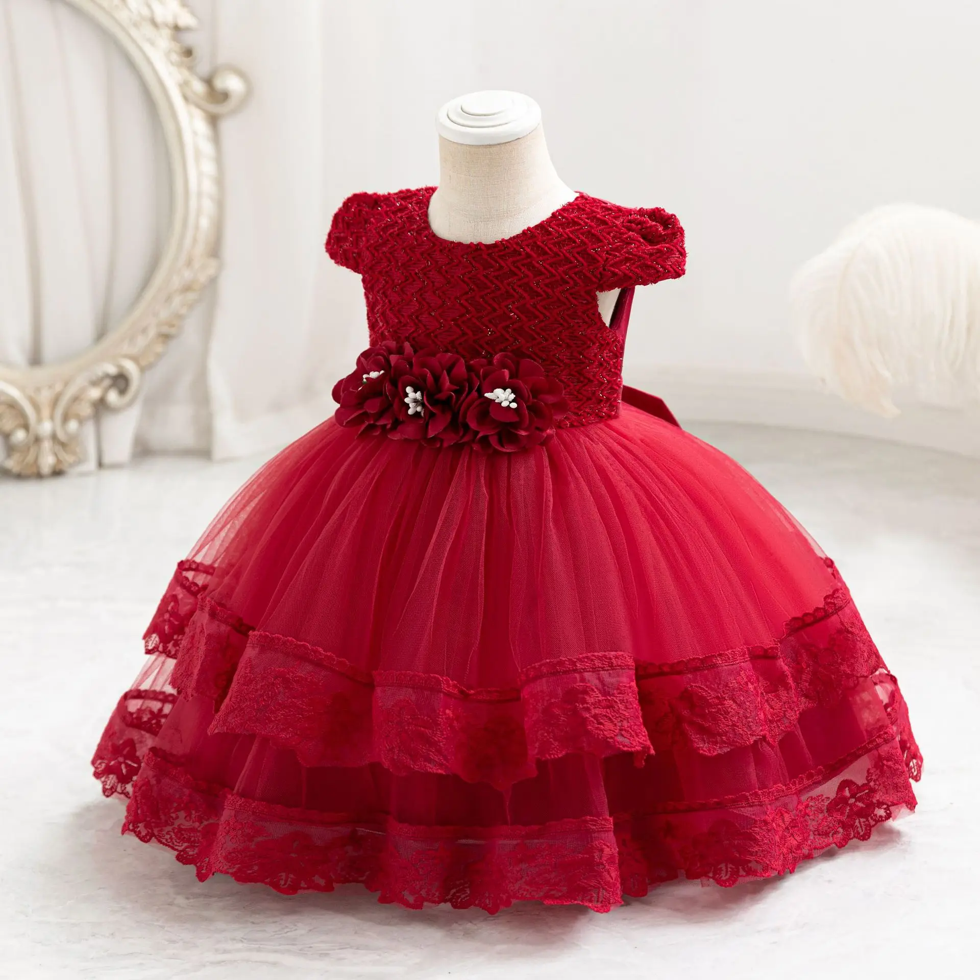 

Кружевное платье принцессы HETISO для маленьких девочек, бальное платье для первого дня рождения, Рождества и праздников, для детей от 1 до 5 лет