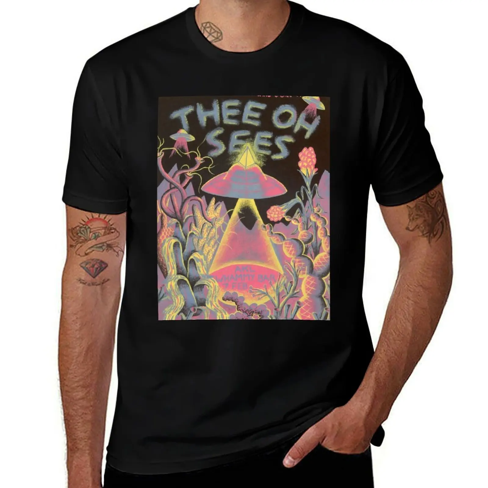 

Thee Oh Sees Tour Poster T-Shirt Casual Street Style Short Sleeve Tee