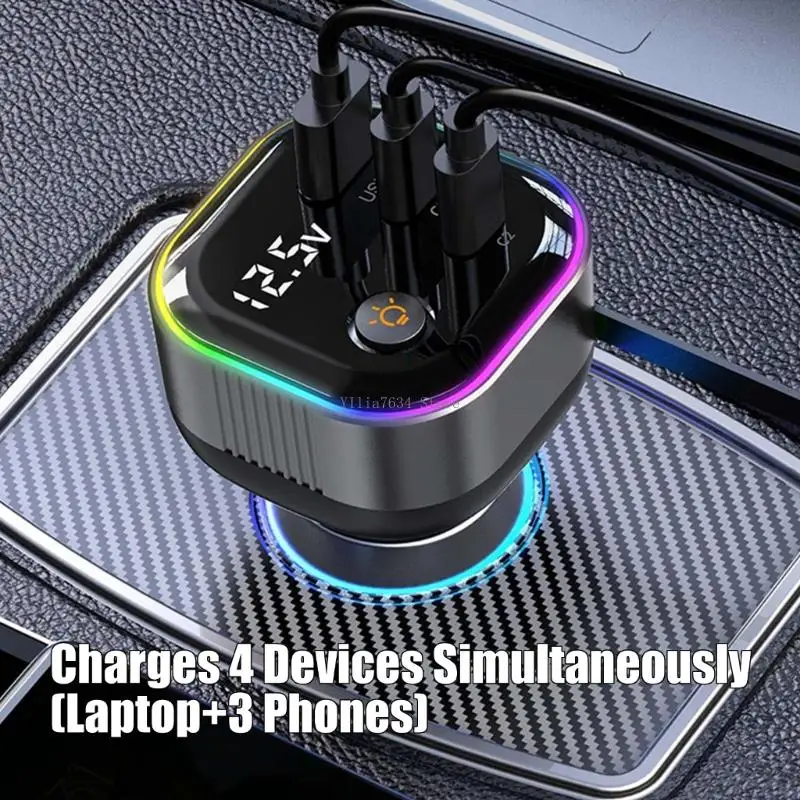 Intelligent Vehicle Car Real Time Display PD65W USB C Cable & 18W USB Port High Compatibility for Car SUVs