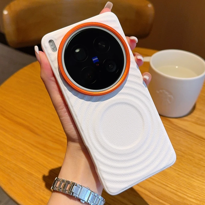 

Для VIVO X200 Ultra Чехол Жесткий PU Wave Магнитный Защитный Чехол Для Беспроводной Зарядки Для VIVO X200 Pro Mini X200S Shell