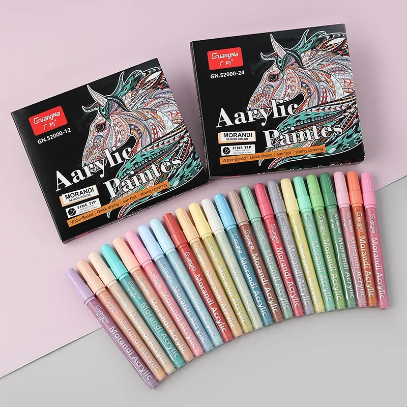

12/24/36/48 Color MMorandi Color Acrylic Paint Markers Water-Based Art DIY Doodling Set Non-Toxic Craft Coloring Kit