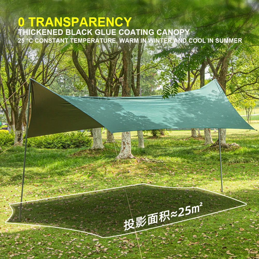 L22 Outdoor Camping Ultraviolet-Proof Black Glue Coated Silver Hexagonal Oversized Sunshade Curtain Rainproof Canopy Tent