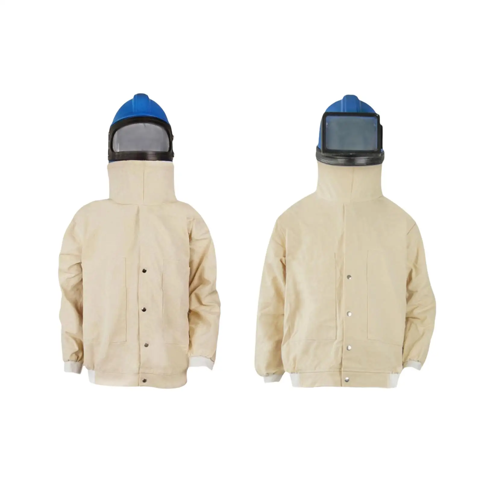 

Sand Blasting Suit Jacket with Sandblast Helmet Double Layer Lens Design Sandblasting Clothing for Sandblasting Sanding Spraying