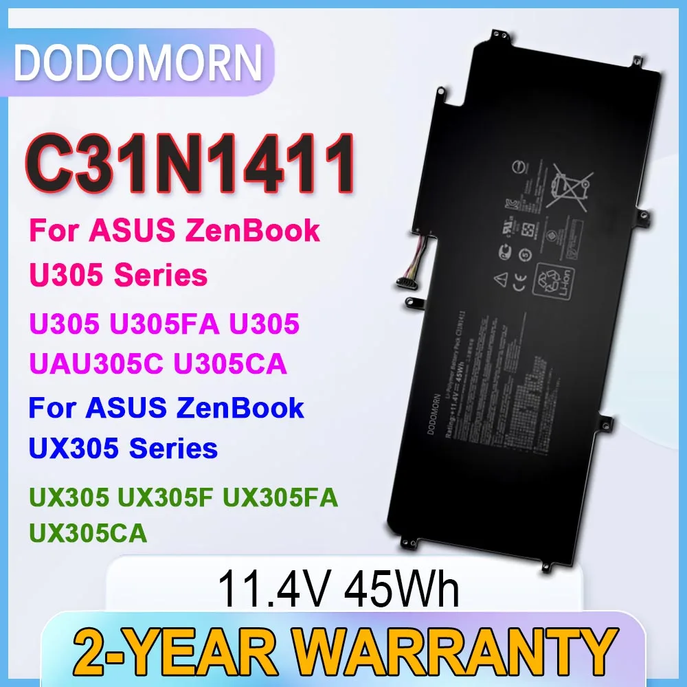 

DODOMORN In Stock New C31N1411 3947mAh Laptop Battery For ASUS Zenbook U305 U305F U305FA U305CA UX305 UX305CA UX305F UX305FA