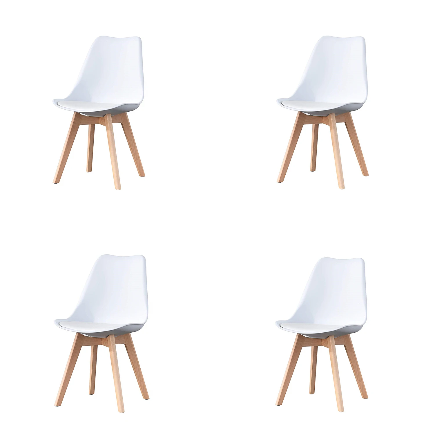 3 Colors Set of 4 Dining Chair ABS PP Beech Wood Legs for Dining Room Living Room  Office  Bedroom[US-W]