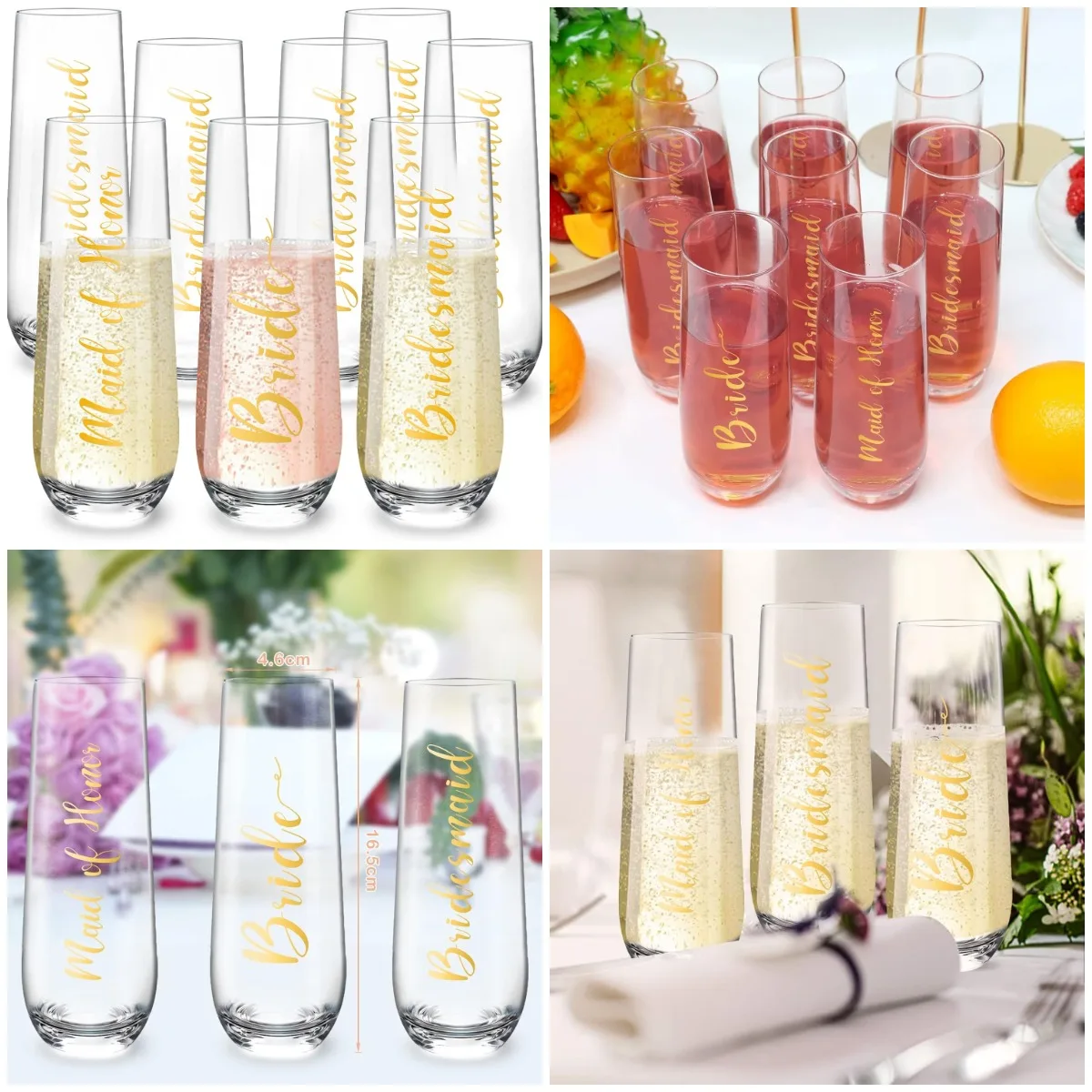 

Набор флейтков для шампанского для подружек невесты из 8 процентов Mimosa на 9,3 унции для свадебного душа и свадебных подарков