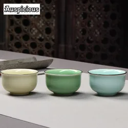 50ml Longquan Celadon Teacup Plum Green Ru Kiln Porcelain Cup Travel Portable Tea Bowl Handmade Tea Set Master Cup Drinkware