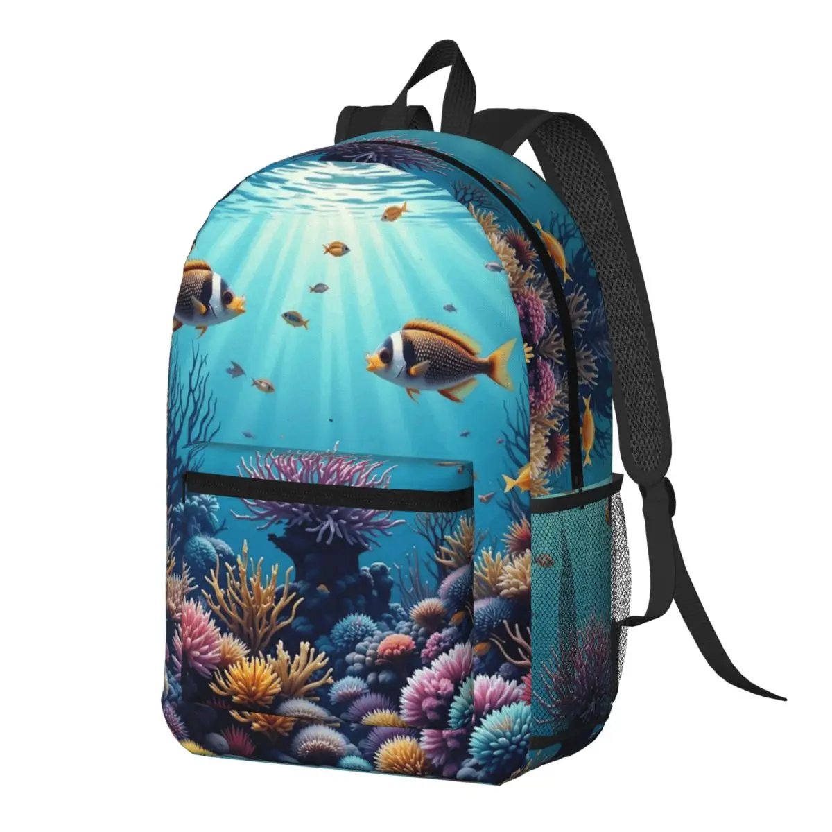 

Underwater Coral Reef Fish Backpack Daypack Large Capacity Kids BookBag School Bag Shoulder Bags for Men Women