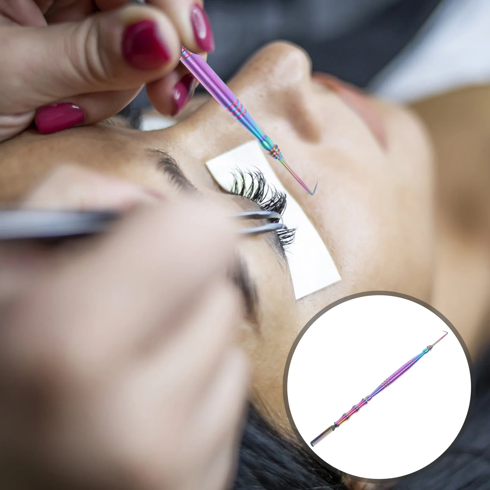 

Perm Lifting Tool Stainless Steel Eyelash Separator Stick Metal Colorful Tools Eyelash Comb Portable Beauty Aid Long Handle lash
