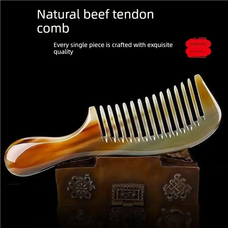 Thickened Bull Tendon Comb Wide Tooth Hair Brush Anti-Static Long Hair Curling Massage Scalp Meridian Large Tooth Comb for Women