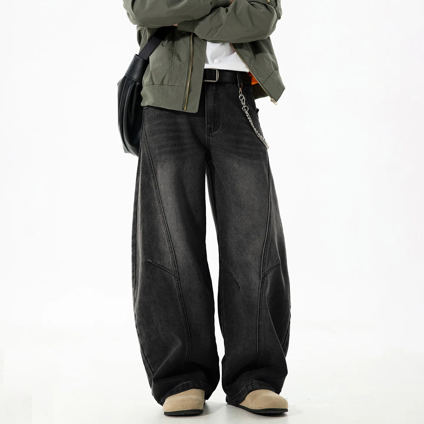 

Мужские джинсы из денима в стиле ретро, прямого кроя, свободные, повседневные брюки со средней посадкой, на пуговицах, стандартная модель