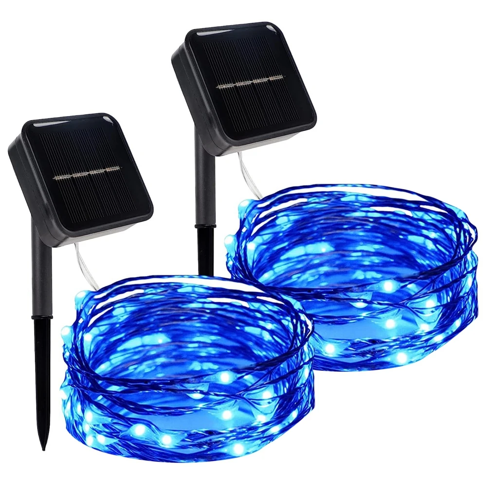 

2 Pack Solar Fairy String Lights Outdoor Copper Lights Waterproof 8 Lighting Modes Nightlight for Backyard Garden Party