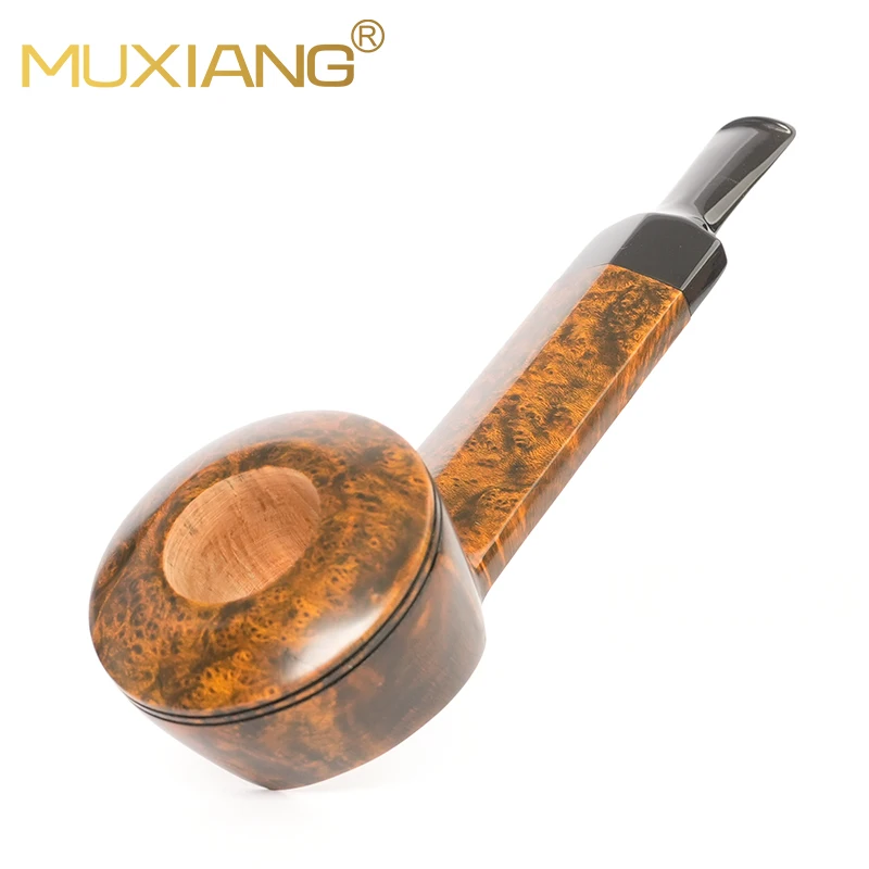 MUXIANG Briarwood Tobacco Pipe Hand Carved Pipe Bulldog Series Pan Design Pipe