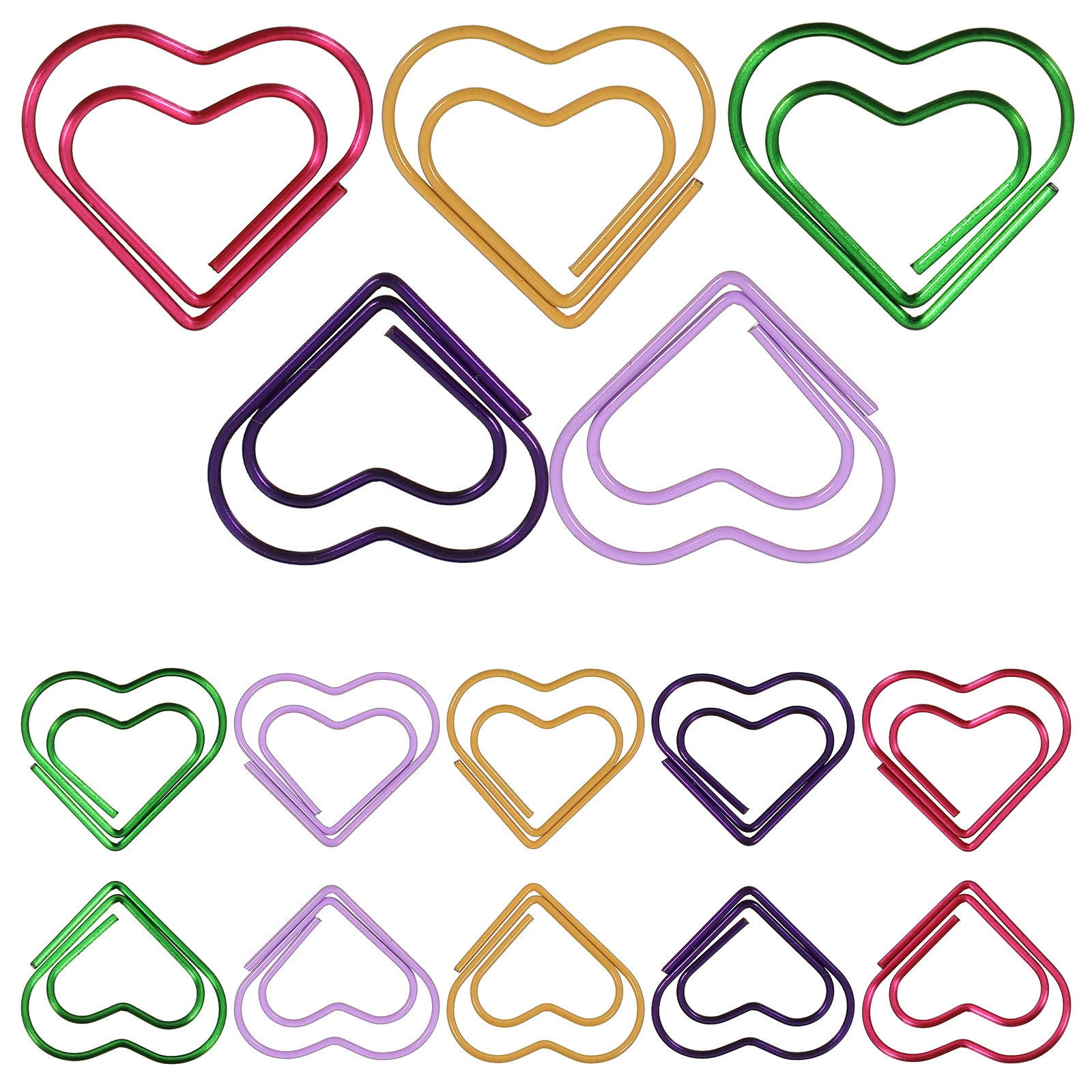 

100 Pcs Heart shaped Paper Clips Office Supplies Mini Bookmarks Strong Clamping Force Exquisite Desk Accessories File