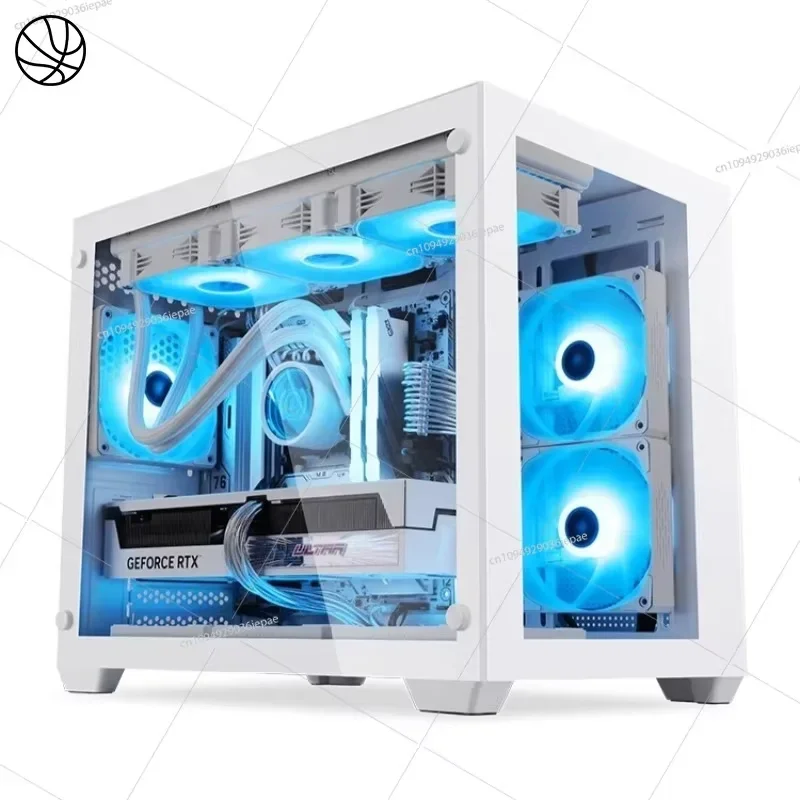 LY Desktop Computer Case 360 Water-cooled Sea View Room M-ATX White Full Side Transparent Main Case