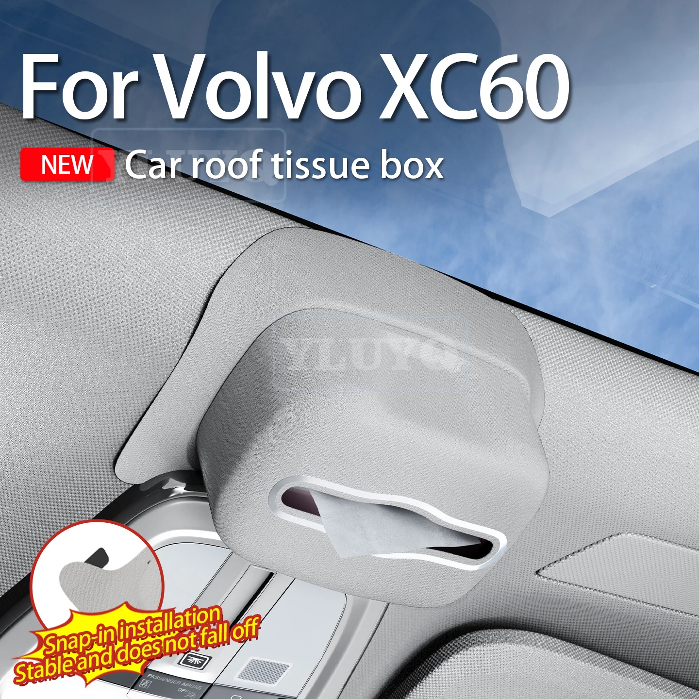 For Volvo 2018-2026 XC60 Car Roof Tissue Box, Snap-On Type, High-Grade Car Tissue Box Automotive Decoration Accessory