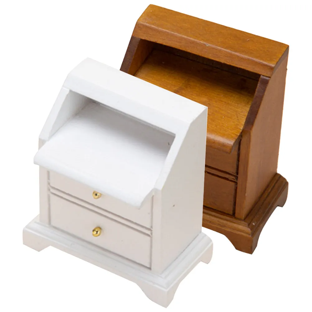 

2 шт. реалистичные миниатюрные прикроватные тумбочки для кукольного домика, тонкая работа, прочная гладкая поверхность, безопасные для детей, набор для домашнего декора