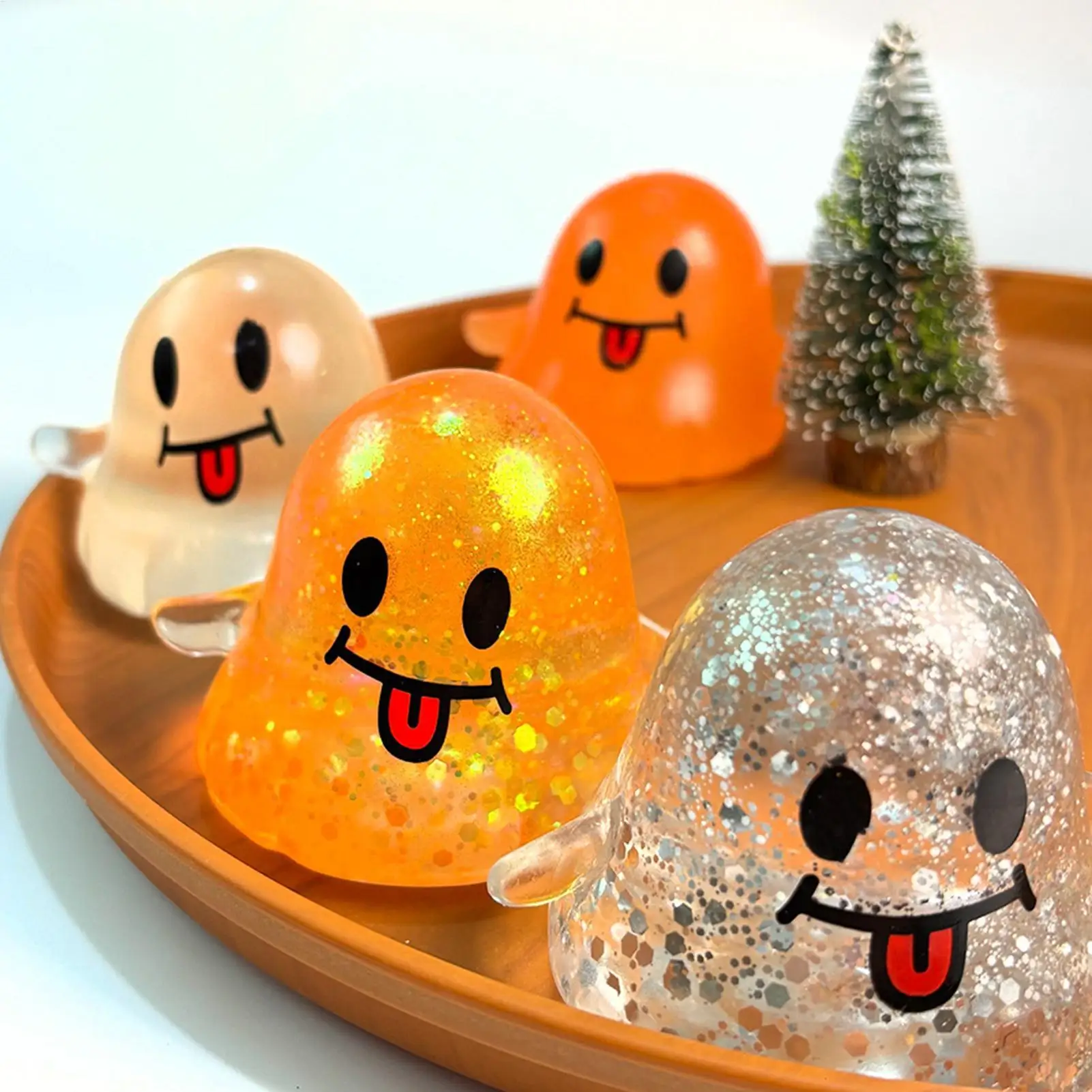 4 Uds juguetes antiestrés fantasma descomprimir juguete sensorial suave Fidget Squeeze lindo para adultos adolescentes niños niñas niños regalos de Halloween