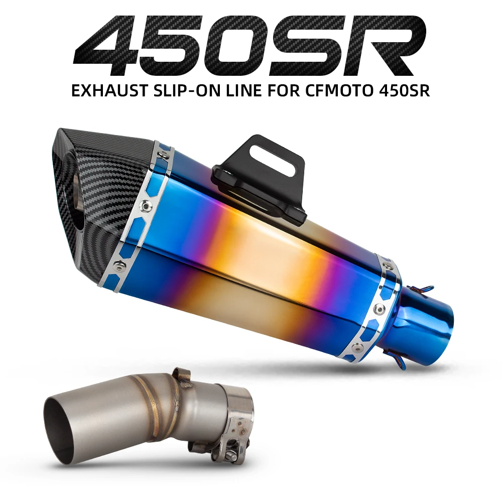 

Motorcycle Slip on Line Exhaust Moidfy For CFMOTO 450SR 2022-2025 Escape Racing Kit Stainless Middle Pipe Muffler with DB Killer